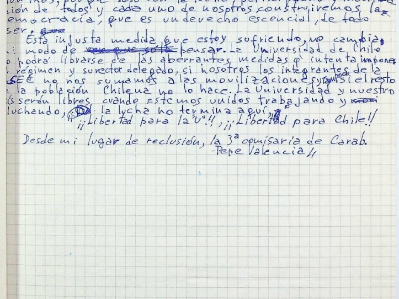 Manuscrito de José Cristián Valencia Castañeda