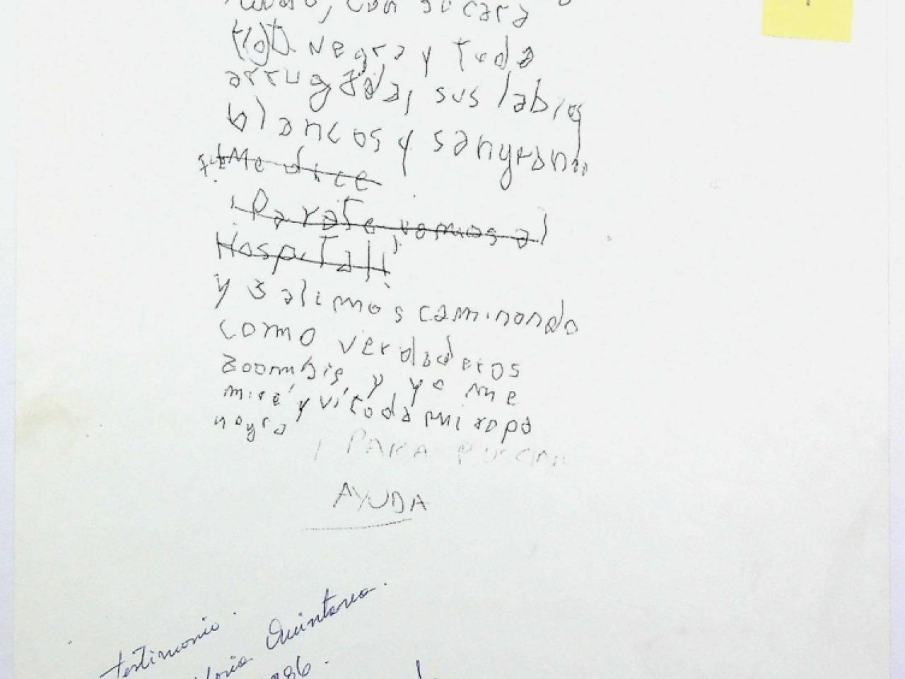 Manuscrito de Carmen Gloria Quintana
