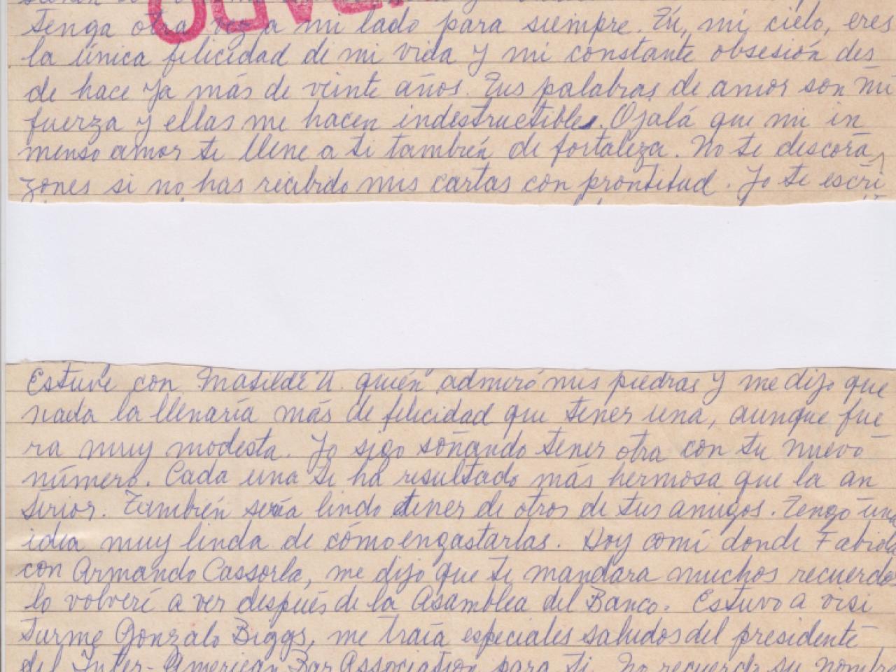 Carta de Isabel Morel a Orlando Letelier