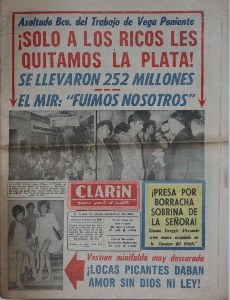 Portada del diario El Clarín, 24 de Febrero de 1970 Diario El clarín